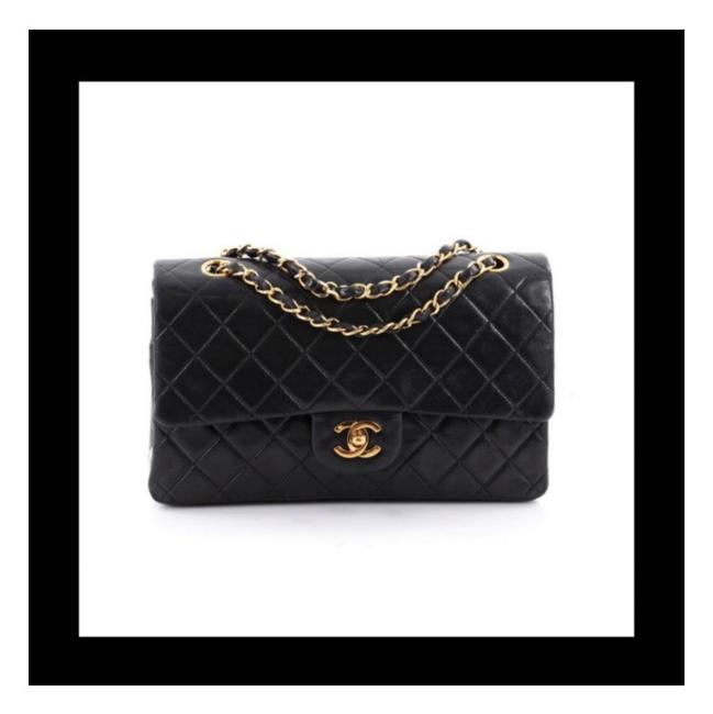Chanel Classic Flap Small Black Lambskin Leather Cross Body Bag 