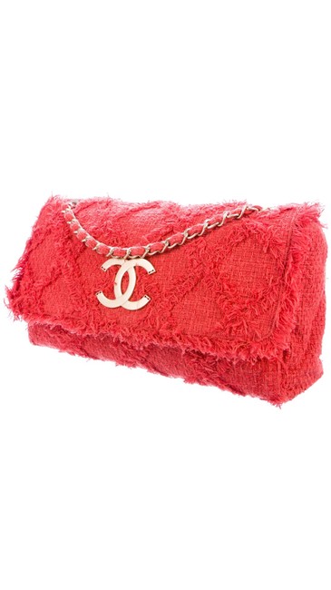 Chanel Handbag Classic Flap Small Nature Organic Red Tweed Cross Body Bag 