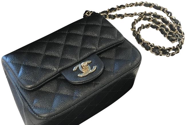 Chanel Classic Flap Square Mini Black Leather Cross Body Bag 