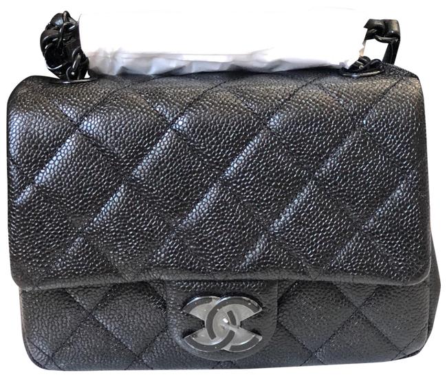 Chanel Classic Handbag Rare Mini Square Incognito Black Caviar Cross Body Bag 