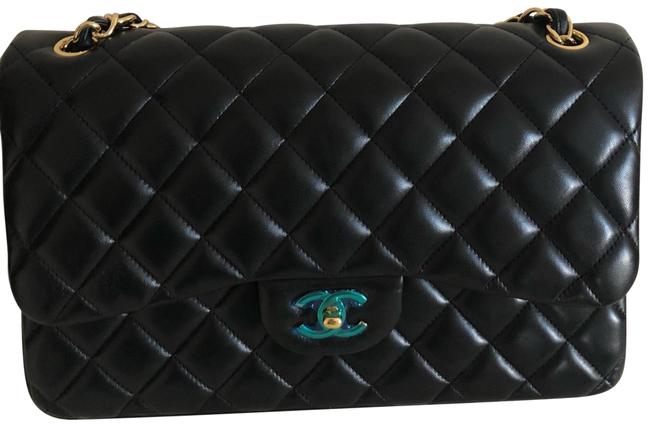 Chanel Classic Jumbo with Gold Hardware Black Lambskin Leather Cross Body Bag 
