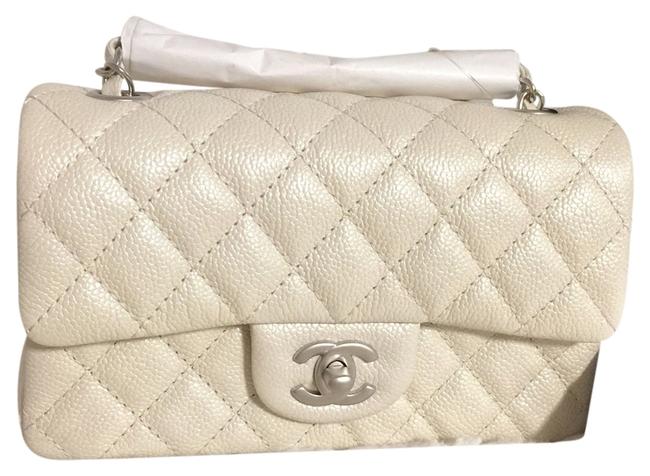 Chanel Classic Mini Flap Pearly White Cross Body Bag 