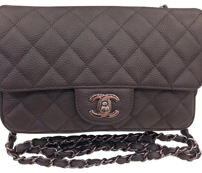 Chanel Classic New Mini Gray Caviar Leather Cross Body Bag 