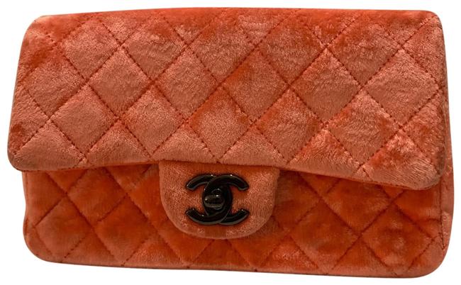 Chanel Classic Pink Velvet Cross Body Bag 
