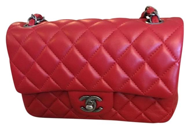Chanel Classic Red Lambskin Cross Body Bag 