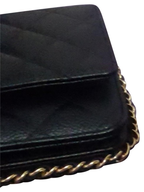 Chanel Clutch Black Lambskin Leather Cross Body Bag 