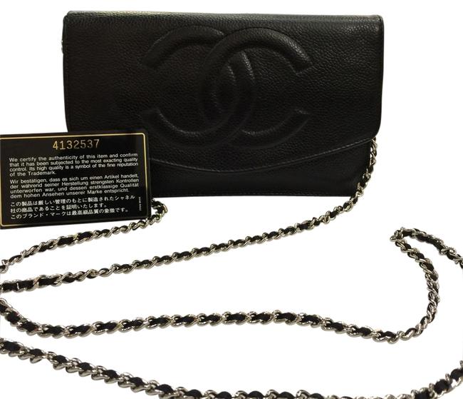 Chanel Clutch Chain Black Caviar Cross Body Bag 