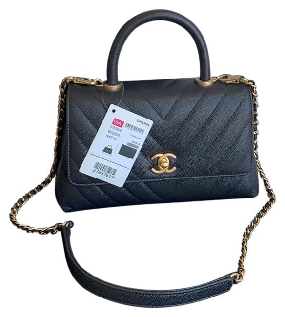 Chanel Coco Handle Mini Chevron Caviar Leather Cross Body Bag 