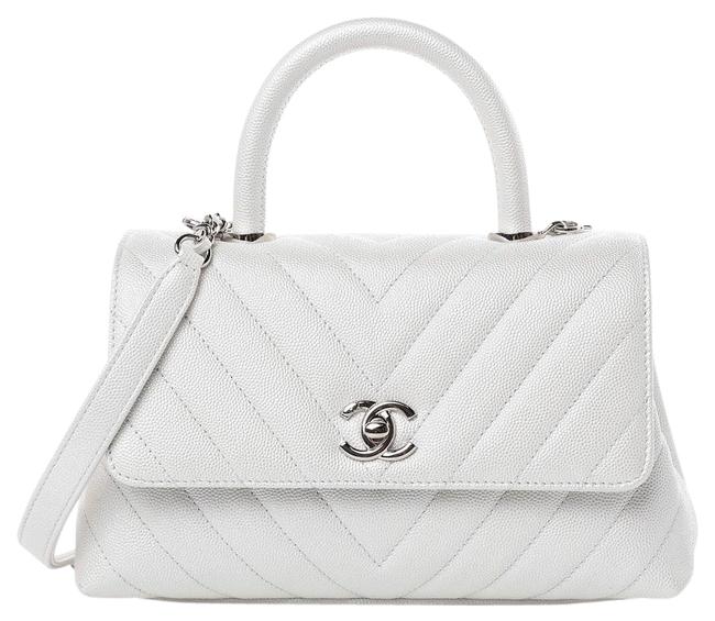Chanel Coco Handle Pearly Handle White Caviar Cross Body Bag 