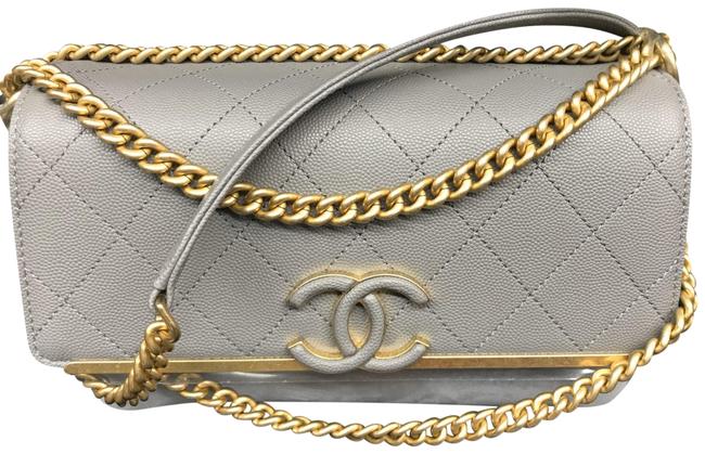 Chanel Coco MediumGray Leather and Suede Cross Body Bag 