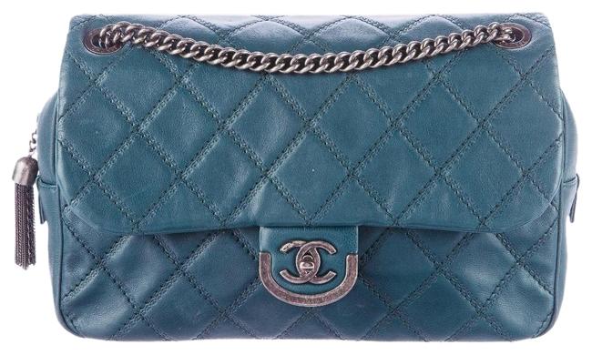 Chanel Coco Sporran Teal Lambskin Leather Cross Body Bag 
