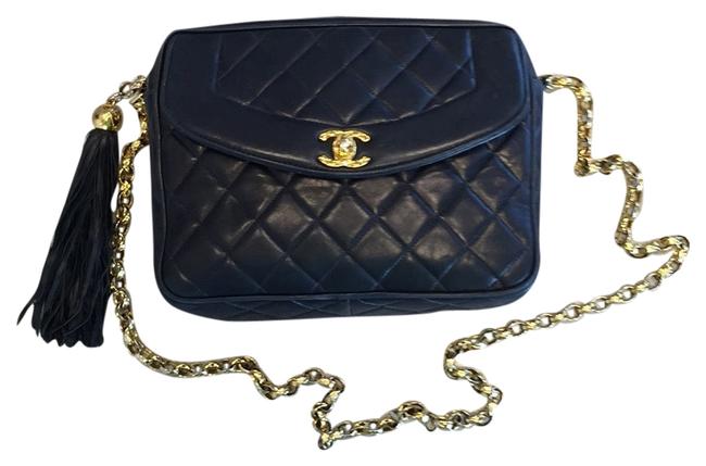 Chanel Dark Blue Quilted Lambskin Cross Body Bag 