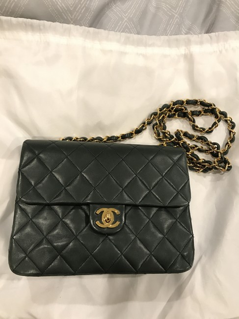 Chanel Dark Green Leather Cross Body Bag 