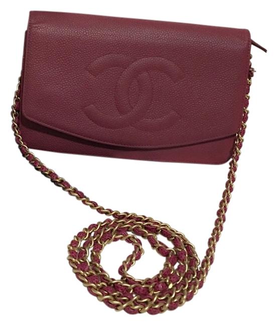 Chanel Dark Pink Caviar Cross Body Bag 