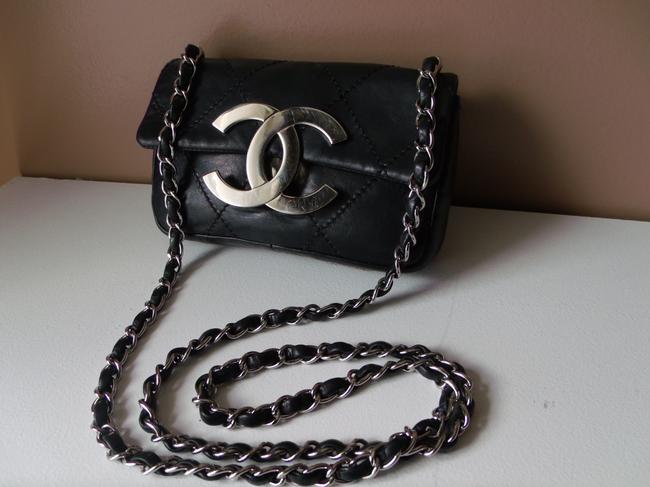 Chanel Diamond Stitch Small Flap Black Lambskin Cross Body Bag 