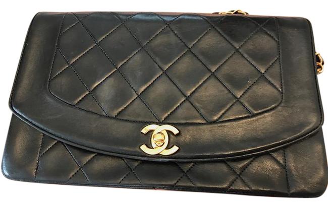 Chanel Diana Black Lamb Skin Cross Body Bag 