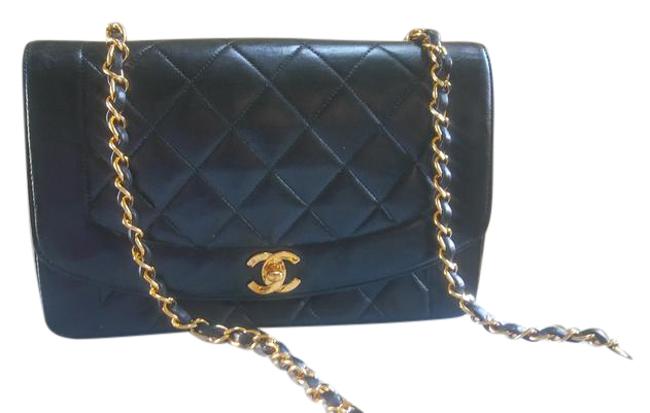 Chanel Dianna Black Lambskin Leather Cross Body Bag 