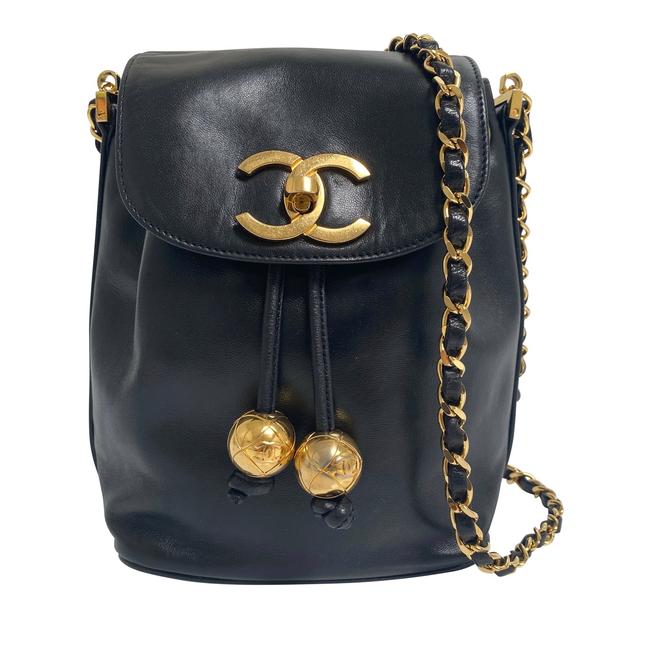 Chanel Drawstring Bucket Rare Lambskin Mini Black Cross Body Bag 