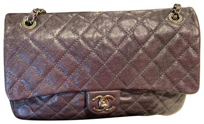 Chanel Easy Flap Purple Caviar Cross Body Bag 