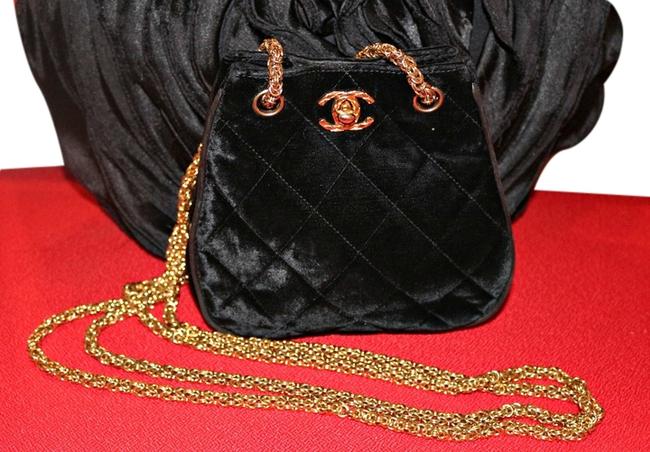 Chanel Evening Quilted Double Cc Turnlock Chain Black Velvet Cross Body Bag 