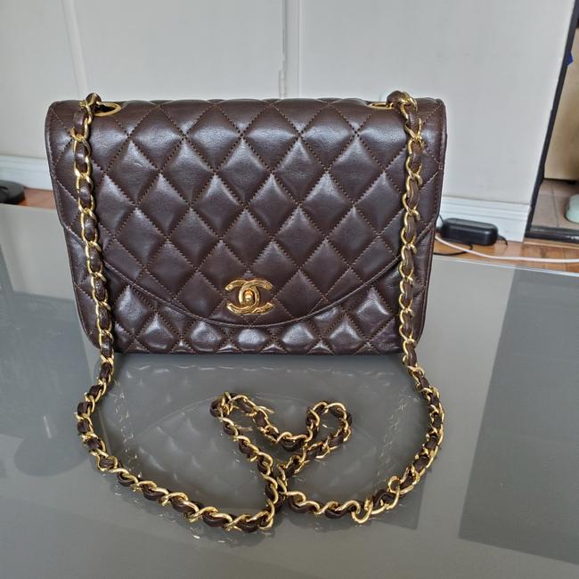 Chanel Flap Brown Lambskin Leather Cross Body Bag 