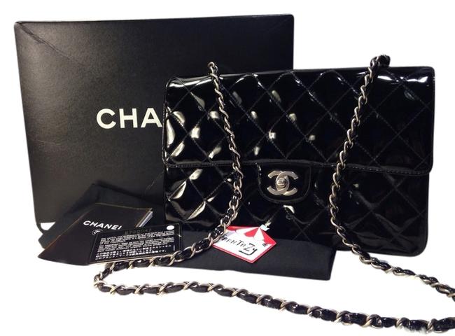 Chanel Flap Chain Black Patent Leather Cross Body Bag 