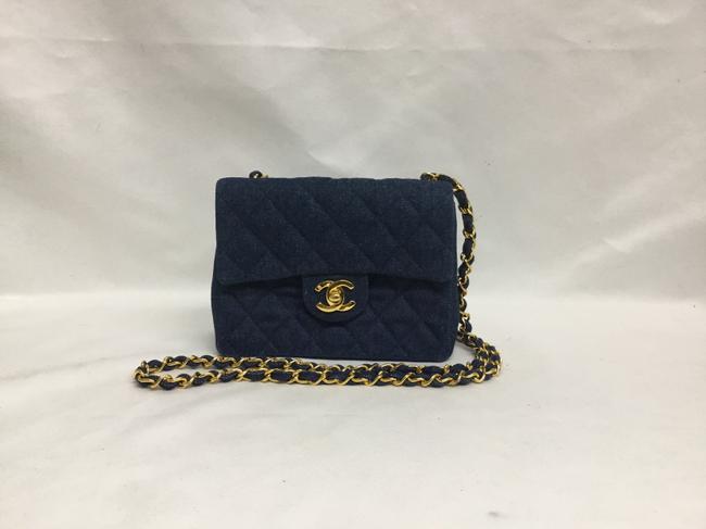 Chanel Flap Mini Classic with Flp Blue Denim Cross Body Bag 