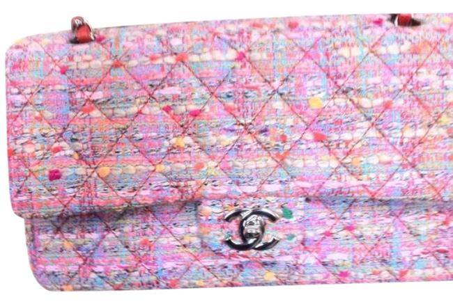 Chanel Flap Pink Multi colored Tweed Cross Body Bag 
