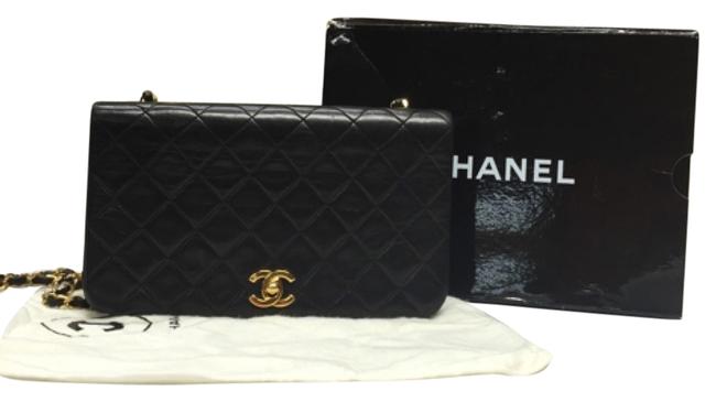 Chanel Flap Vintage Black Quilted Lambskin Leather Cross Body Bag 