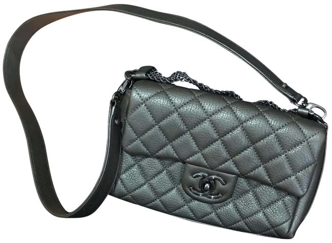 Chanel Flapbag Grey Calfskin Leather Cross Body Bag 