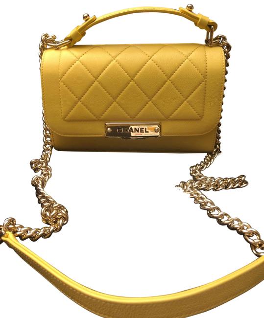 Chanel Flapbag Yellow Leather Cross Body Bag 