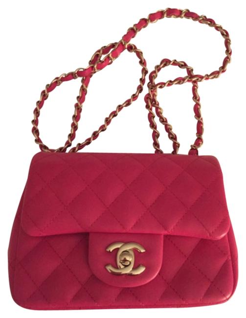 Chanel Fuschia Lambskin Cross Body Bag 