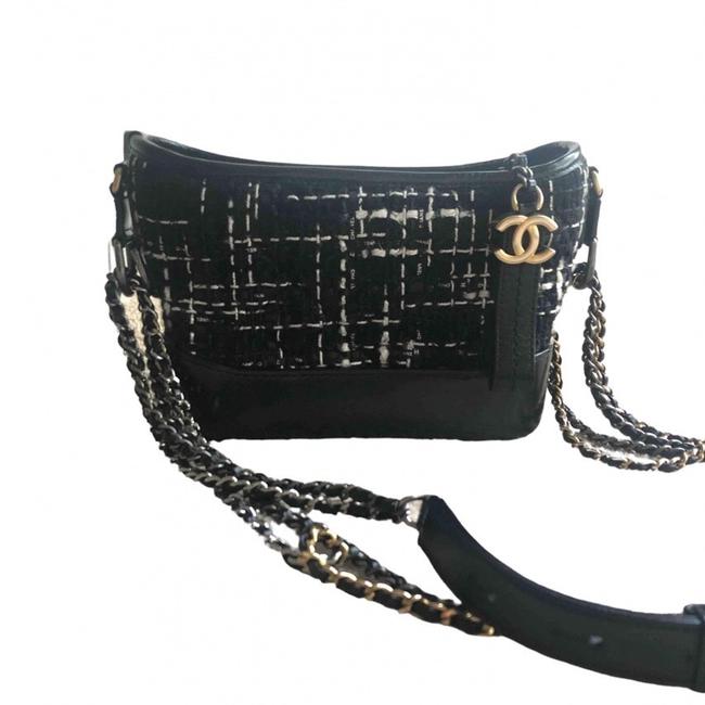 Chanel Gabrielle Black Tweed Cross Body Bag 