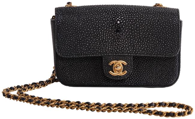 Chanel Galuchat Mini Flap Dark Blue Stingray Cross Body Bag 