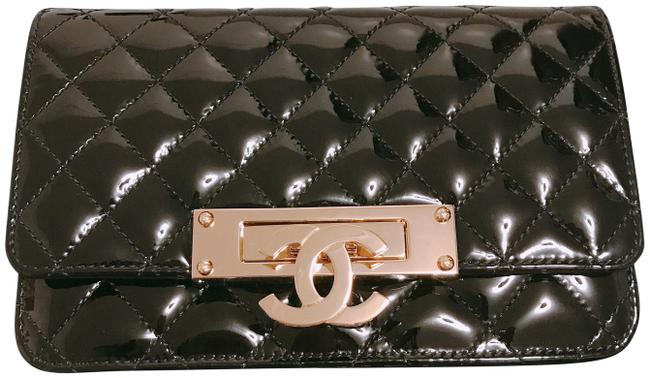 Chanel Golden Class Black Patent Leather Cross Body Bag 
