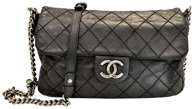 Chanel Iridescent Flap Black Leather Cross Body Bag 