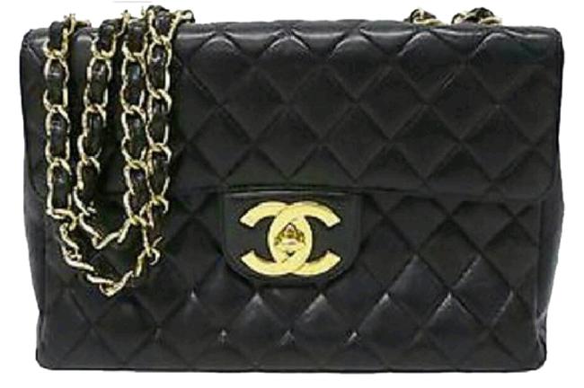 Chanel Jumbo Double Flaps Black Lambskin Cross Body Bag 