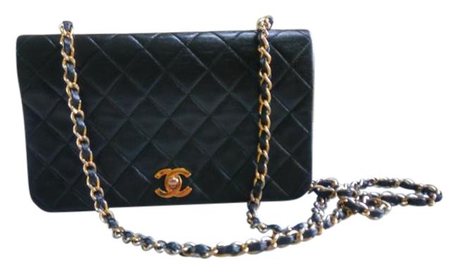 Chanel Lambskin Black Gold Hardwear Cross Body Bag 