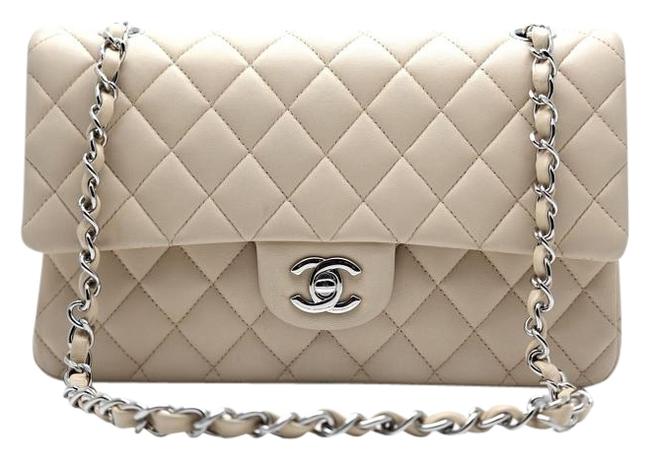 Chanel Lambskin Chain Beige Leather Cross Body Bag 