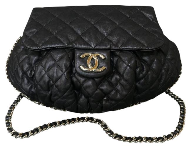 Chanel Large Chain Around Black Calfskin Cross Body Bag 