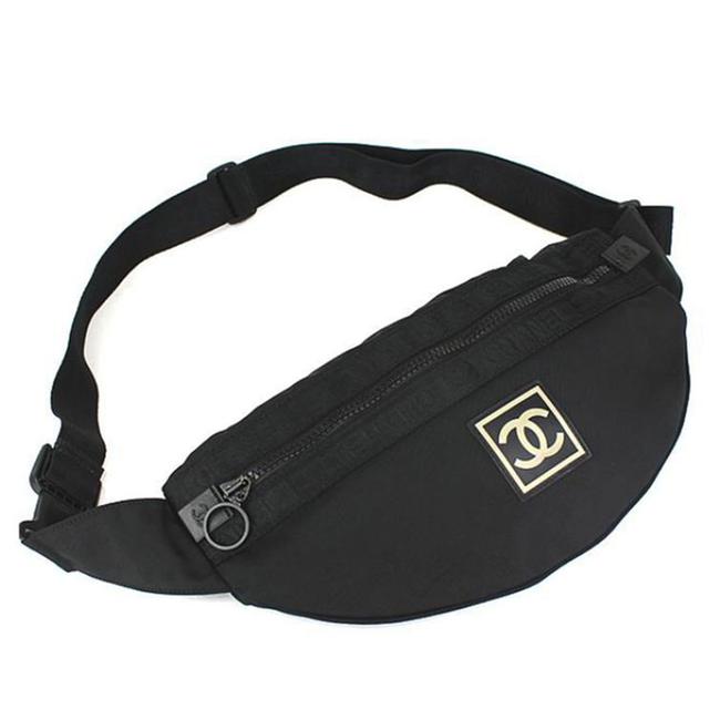 Chanel Large Fanny Black Nylon Cross Body Bag 