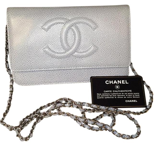 Chanel Light Blue Leather Cross Body Bag 