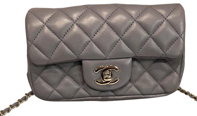 Chanel Lilac Extra Mini Flap Purple Blue Grey Lambskin Leather Cross Body Bag 