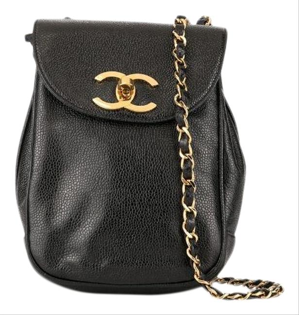 Chanel Limited Edition Caviar Cc Turn Lock Black Cross Body Bag 