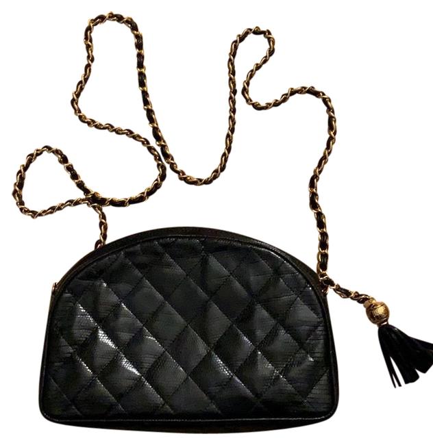 Chanel Lizard Black Cross Body Bag 