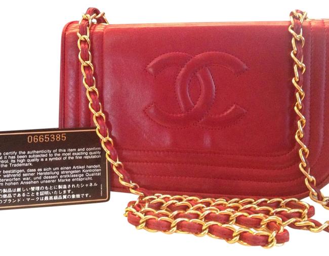 Chanel Logos Single Chain Red Cross Body Bag 