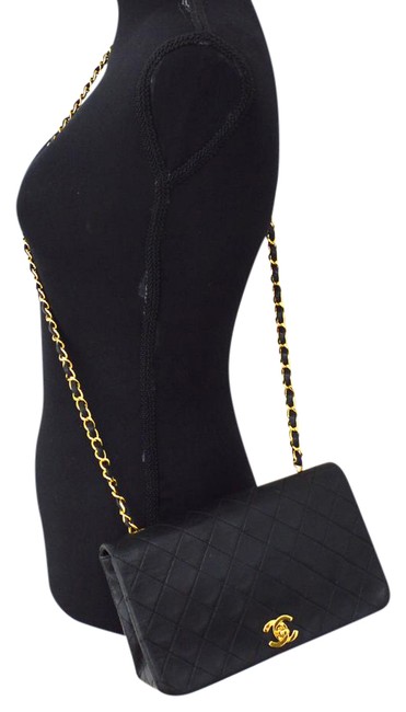 Chanel Mademoiselle 9&quot Quilted Black Lambskin Leather Cross Body Bag 