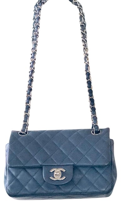 Chanel Mademoiselle Blue Iridescent Cross Body Bag 