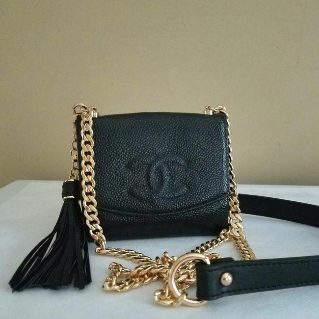 Chanel Matelasse Mini Bifold Woc Wallet Black Cross Body Bag 
