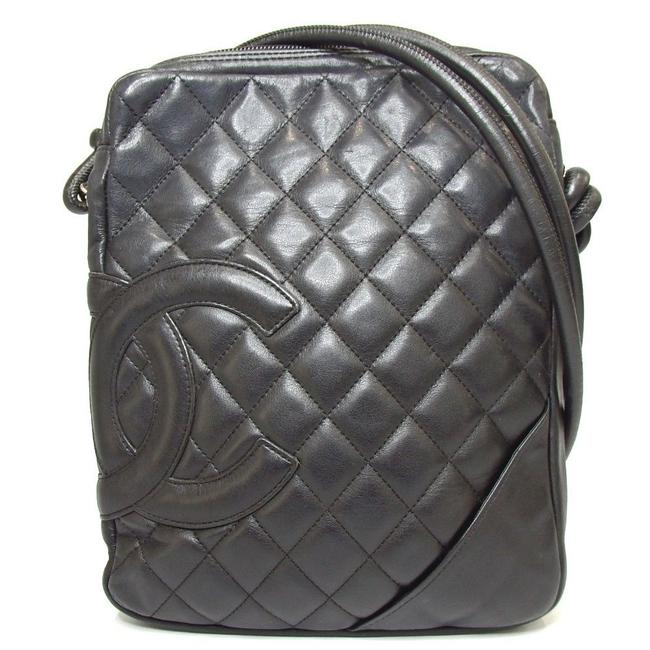 Chanel Messenger Cambon Ligne Cc Quilted Black Leather Cross Body Bag 